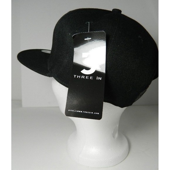 Three In Cap Adjustable Snapback Black with Red & Black Symbol NWT OSFA - Picture 5 of 8